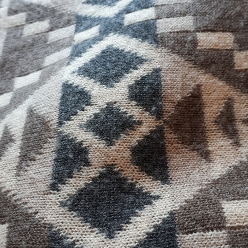 Joie Brown Grey Aztec Boho Brenda Geometric Wool Cashmere Sweater S M L - Picture 5 of 15